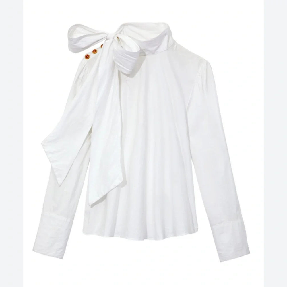 ULLA JOHNSON Penelope Poplin Blouse Button Accents 6 - Picture 2 of 14